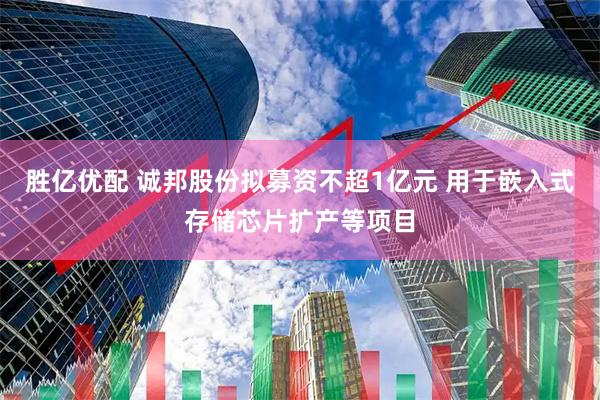 胜亿优配 诚邦股份拟募资不超1亿元 用于嵌入式存储芯片扩产等项目
